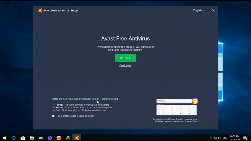 uninstall Avast Secure browser